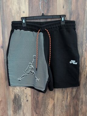 Jordan Jumpman Black Striped Panel Men's Athletic Fleece Shorts L       Q299